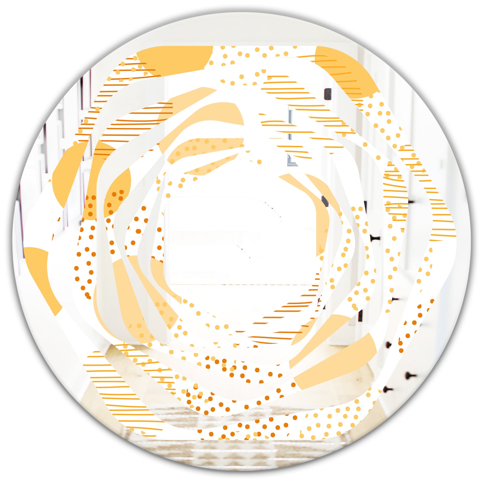 Circular Abstract Retro Geometric IX - Modern Round or Oval Wall Mirror - Whirl
