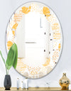 Circular Abstract Retro Geometric IX - Modern Round or Oval Wall Mirror - Leaves