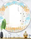 Retro Abstract Design VI - Modern Round or Oval Wall Mirror - Leaves