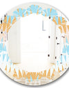 Retro Abstract Design VI - Modern Round or Oval Wall Mirror - Leaves