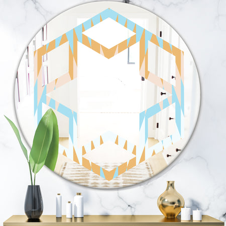 Retro Abstract Design VI - Modern Round or Oval Wall Mirror - Hexagon Star