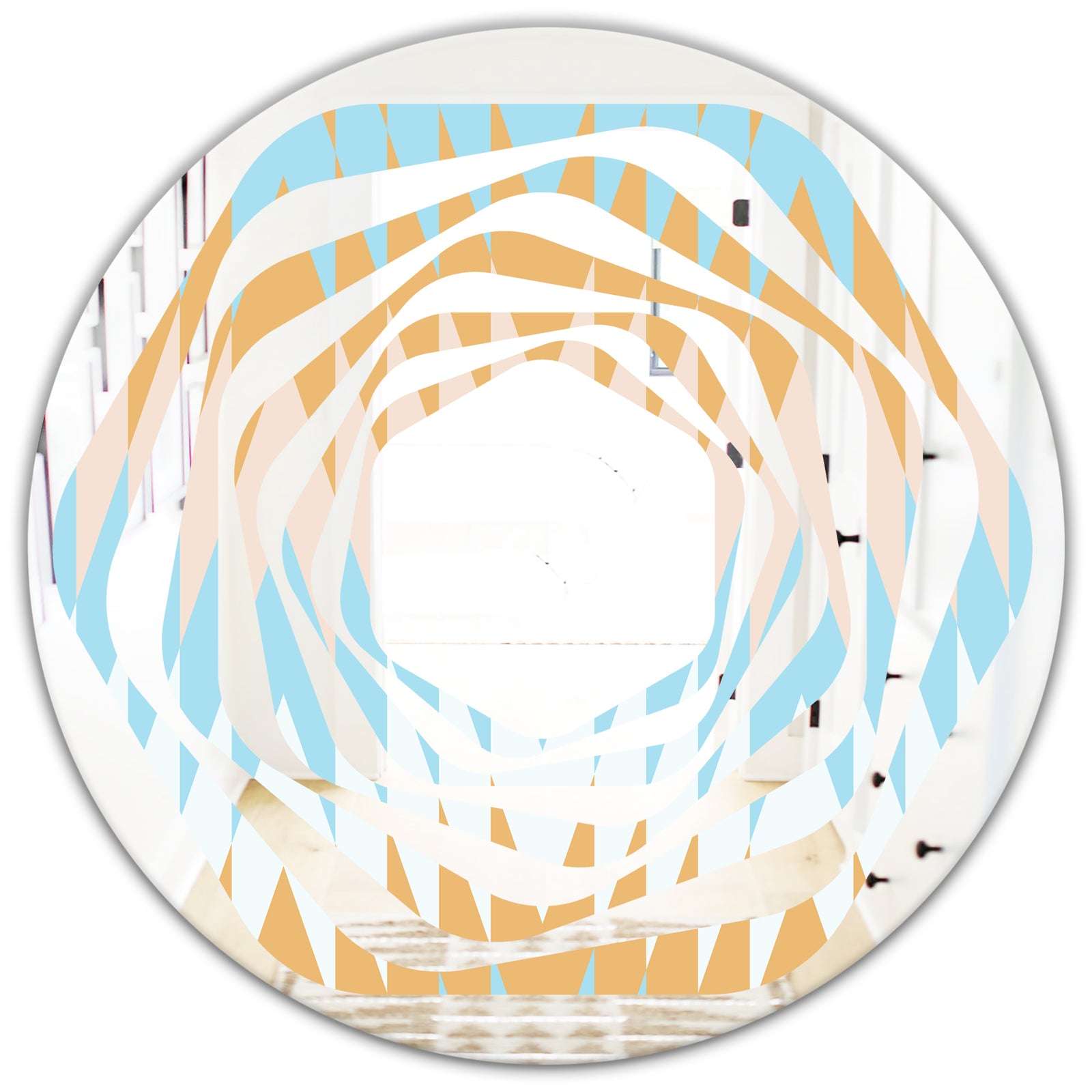 Retro Abstract Design VI - Modern Round or Oval Wall Mirror - Whirl