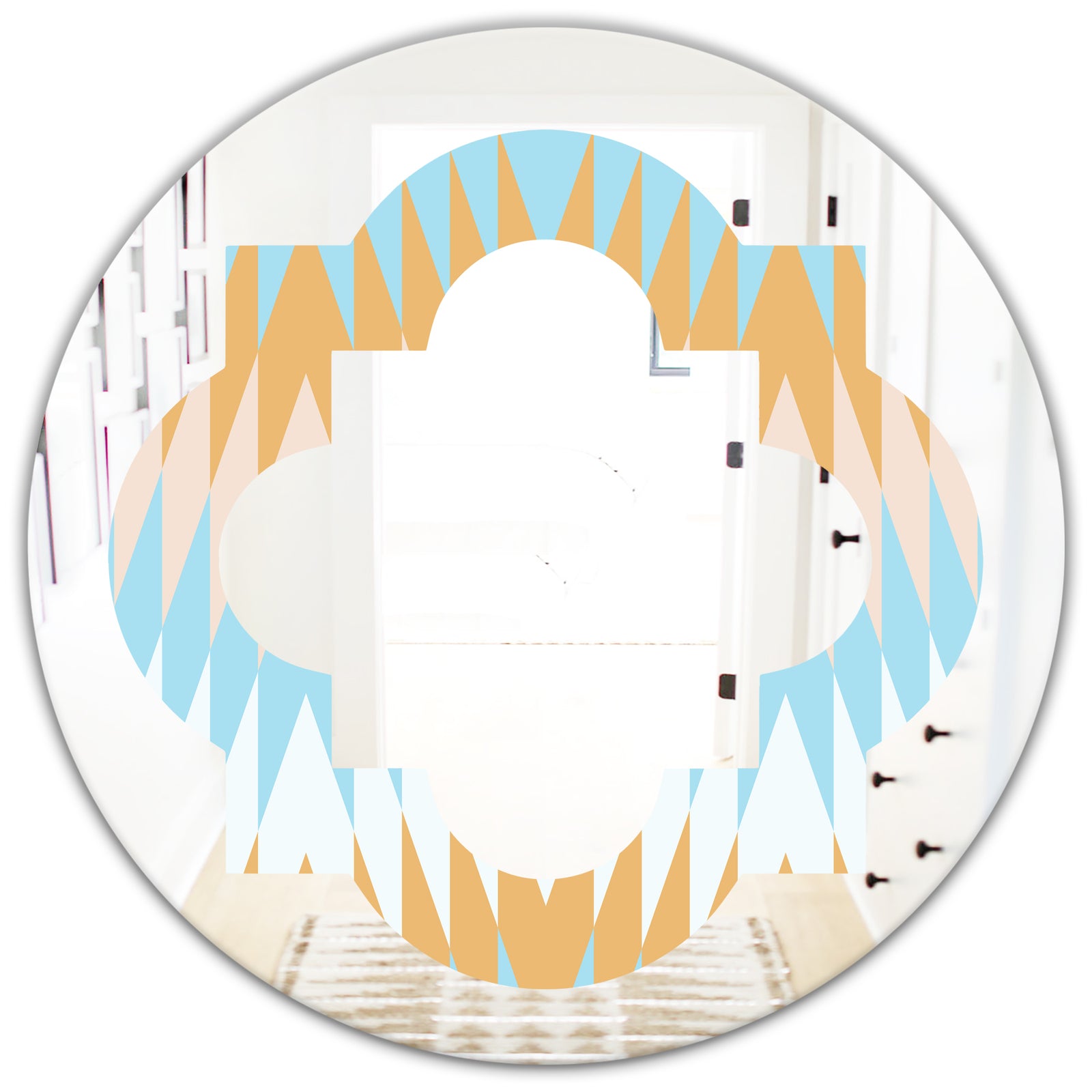 Retro Abstract Design VI - Modern Round or Oval Wall Mirror - Quatrefoil