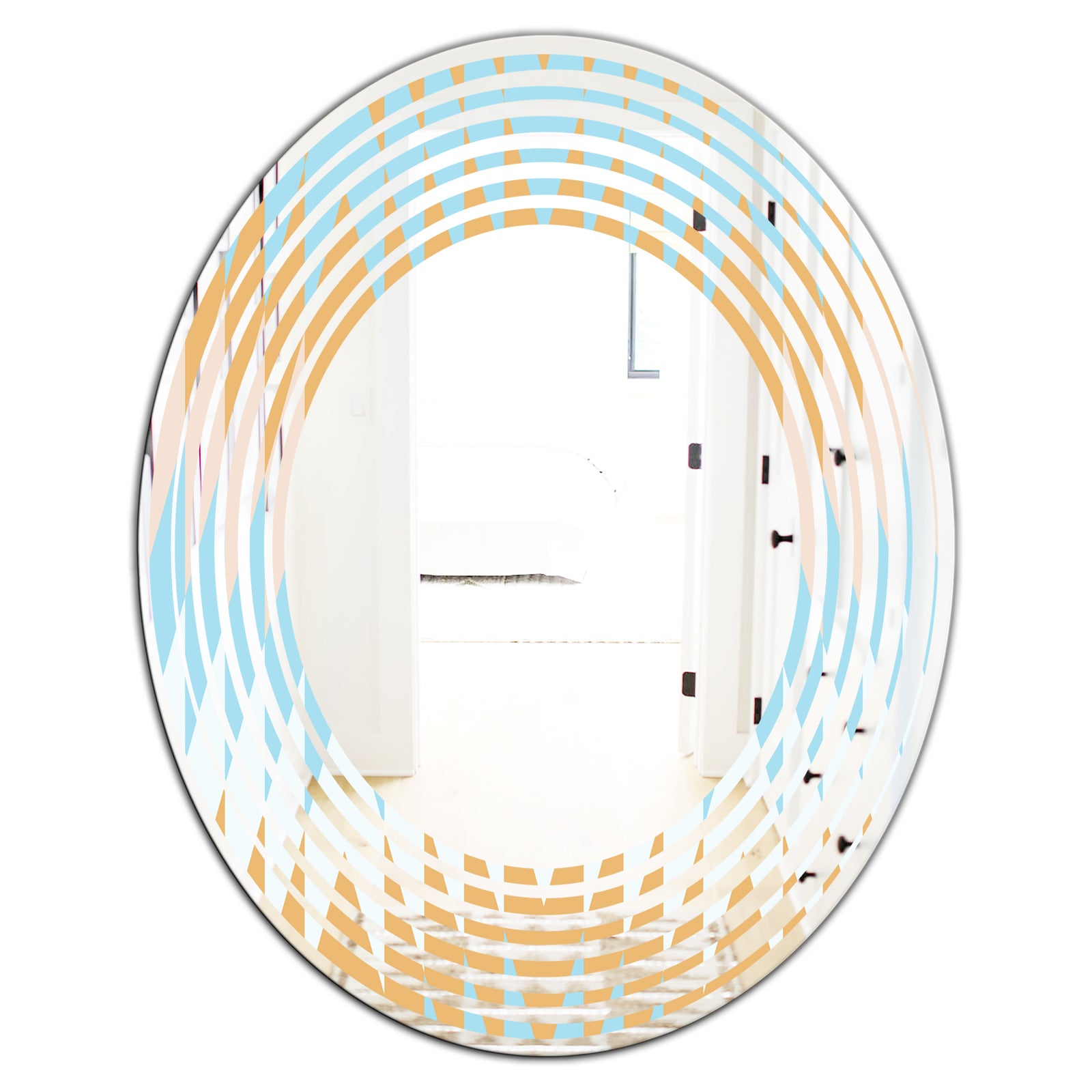 Retro Abstract Design VI - Modern Round or Oval Wall Mirror - Wave