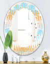 Retro Abstract Design VI - Modern Round or Oval Wall Mirror - Leaves