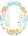 Retro Abstract Design VI - Modern Round or Oval Wall Mirror - Leaves