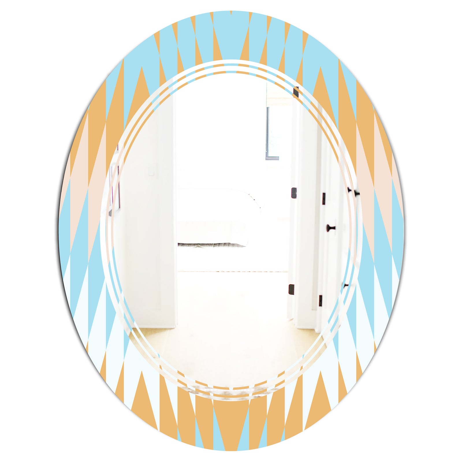 Retro Abstract Design VI - Modern Round or Oval Wall Mirror - Triple C