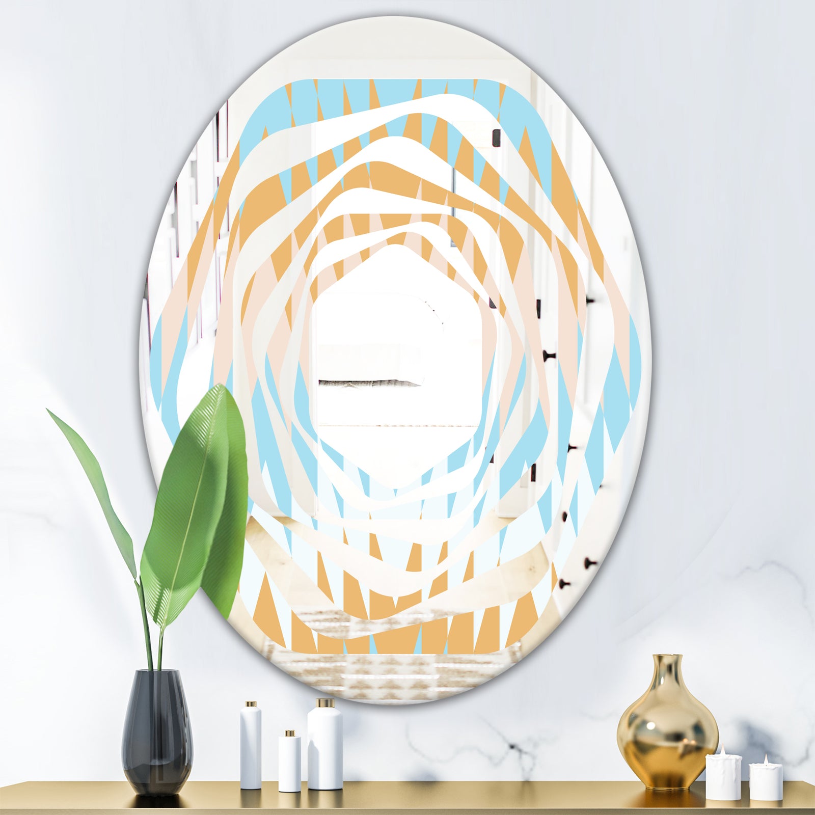 Retro Abstract Design VI - Modern Round or Oval Wall Mirror - Whirl
