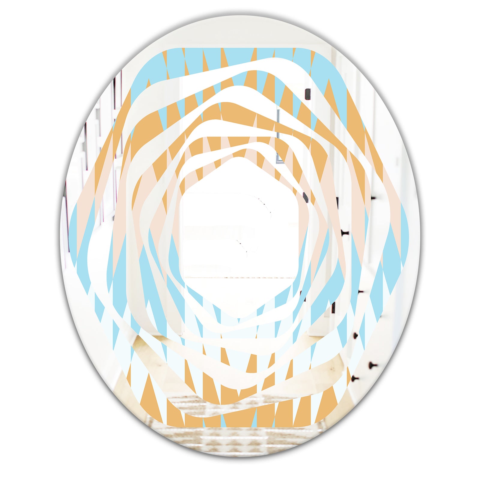 Retro Abstract Design VI - Modern Round or Oval Wall Mirror - Whirl