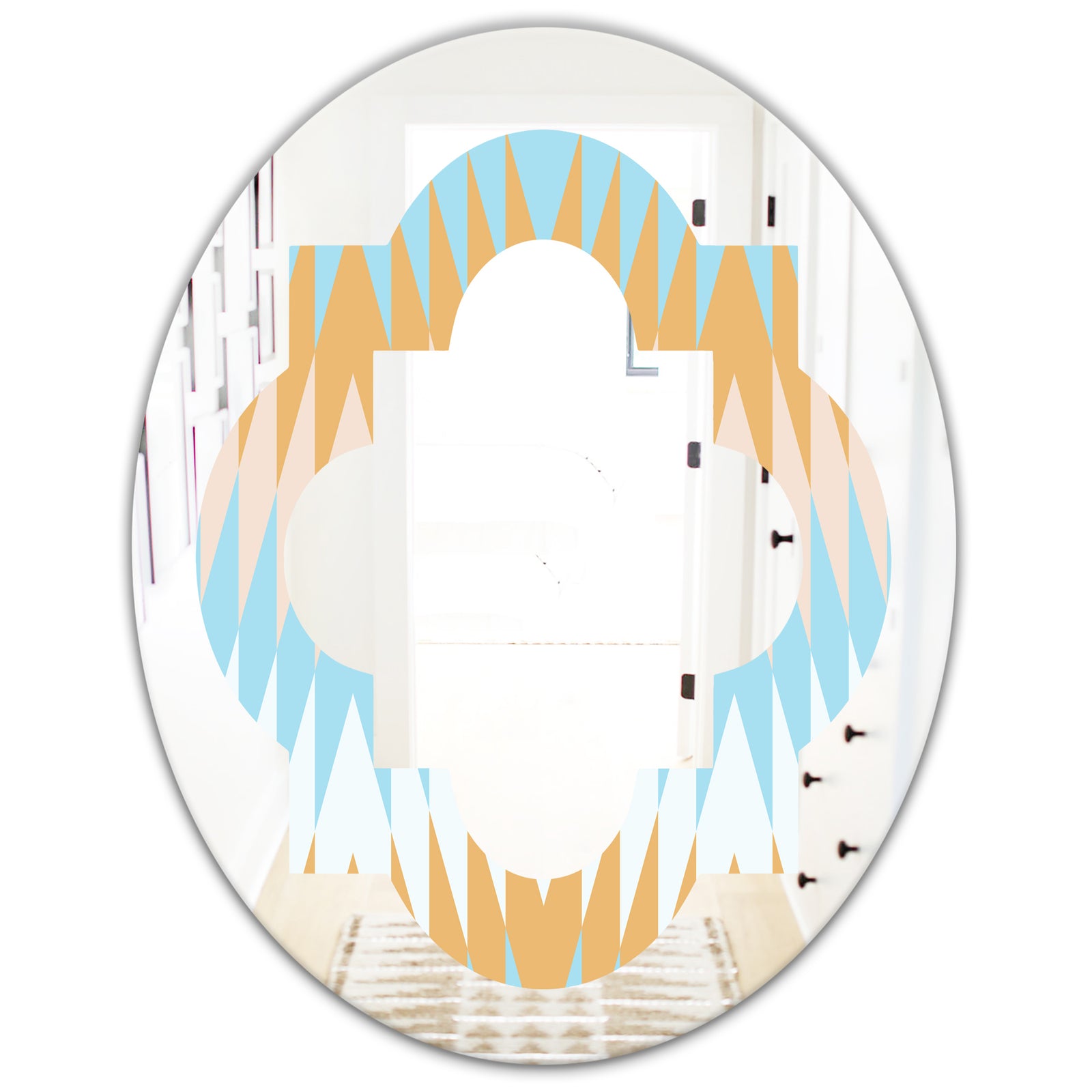 Retro Abstract Design VI - Modern Round or Oval Wall Mirror - Quatrefoil
