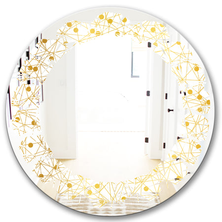 Golden Maze II - Modern Round or Oval Wall Mirror - Leaves