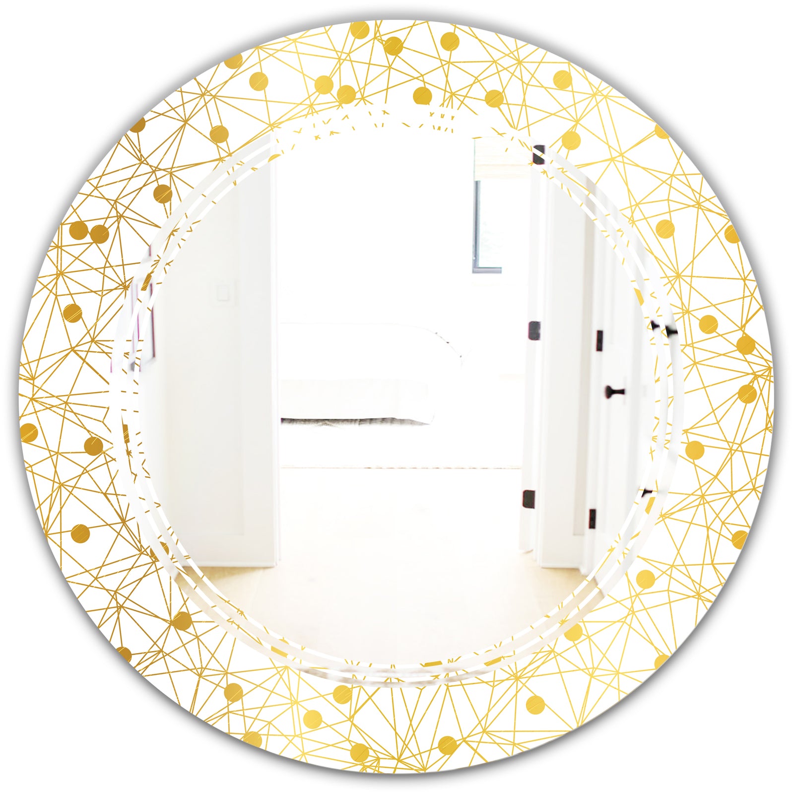 Golden Maze II - Modern Round or Oval Wall Mirror - Triple C