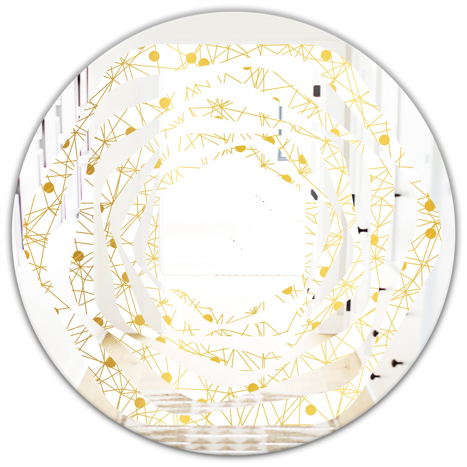 Golden Maze II - Modern Round or Oval Wall Mirror - Whirl
