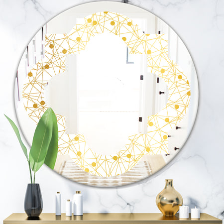 Golden Maze II - Modern Round or Oval Wall Mirror - Quatrefoil