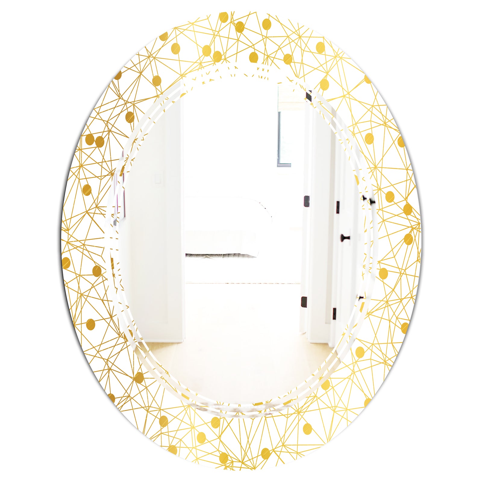 Golden Maze II - Modern Round or Oval Wall Mirror - Triple C