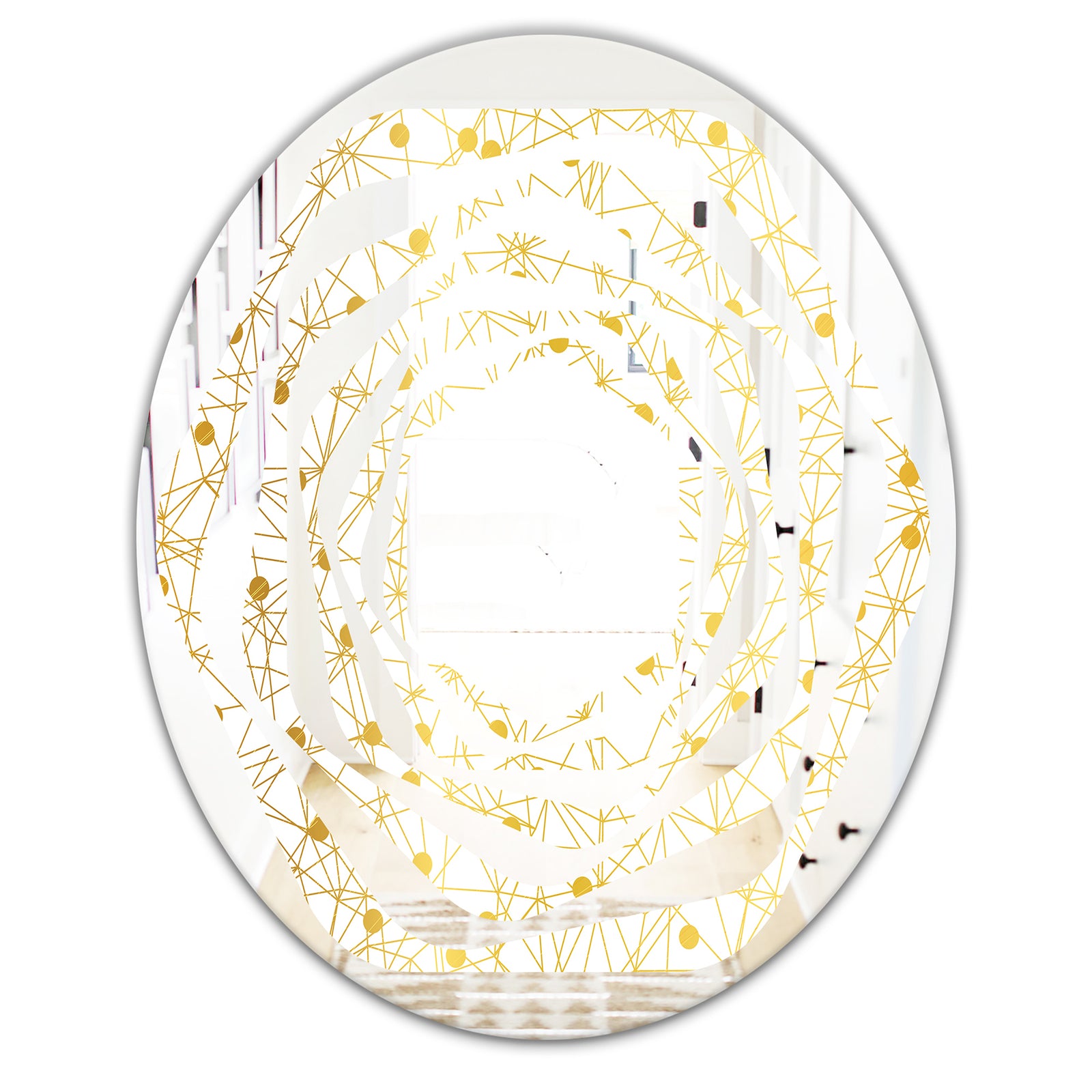 Golden Maze II - Modern Round or Oval Wall Mirror - Whirl
