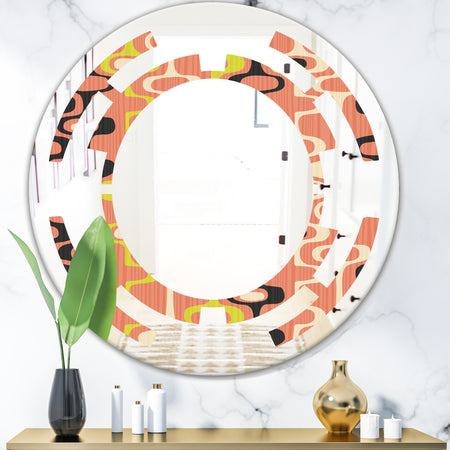 Retro Abstract Design XIII - Modern Round or Oval Wall Mirror - Space