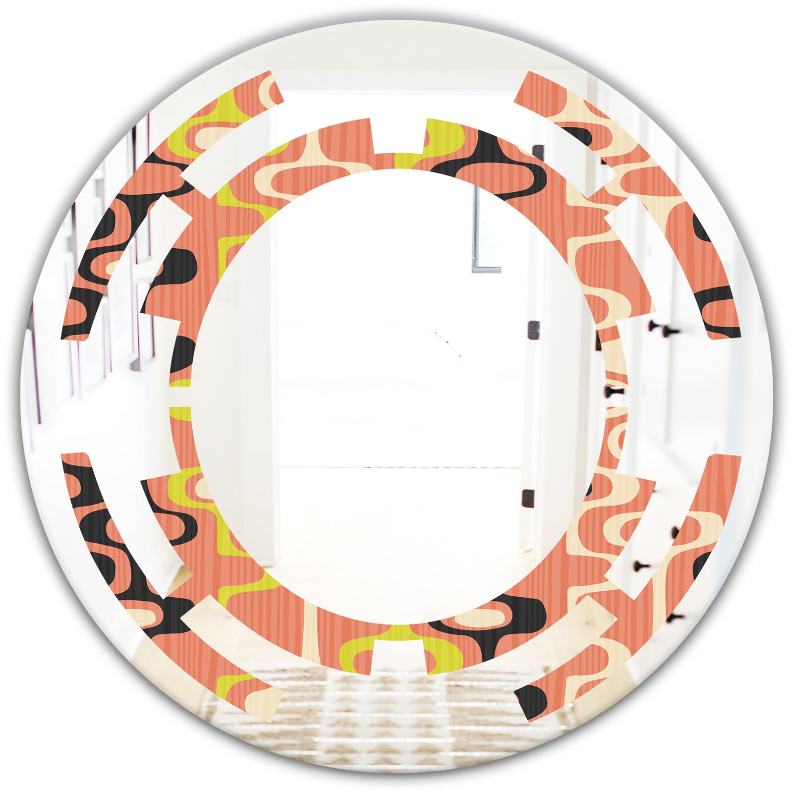 Retro Abstract Design XIII - Modern Round or Oval Wall Mirror - Space