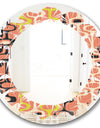 Retro Abstract Design XIII - Modern Round or Oval Wall Mirror - Leaves