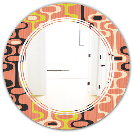 Retro Abstract Design XIII - Modern Round or Oval Wall Mirror - Triple C
