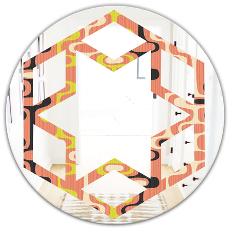 Retro Abstract Design XIII - Modern Round or Oval Wall Mirror - Hexagon Star