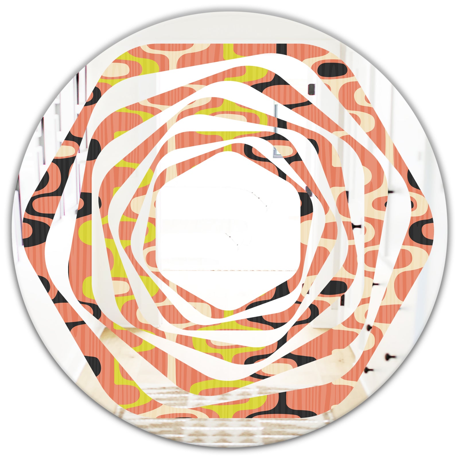 Retro Abstract Design XIII - Modern Round or Oval Wall Mirror - Whirl