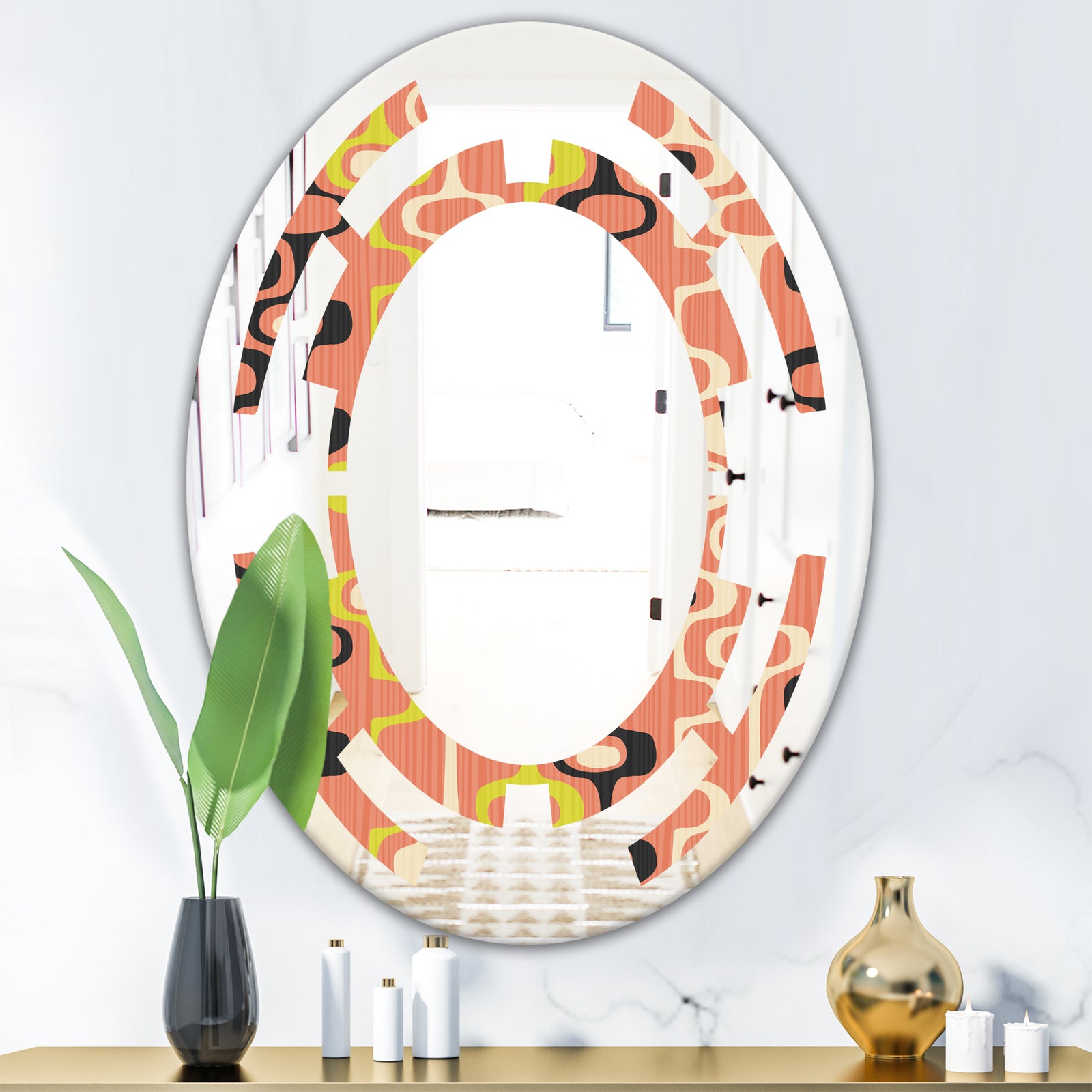 Retro Abstract Design XIII - Modern Round or Oval Wall Mirror - Space