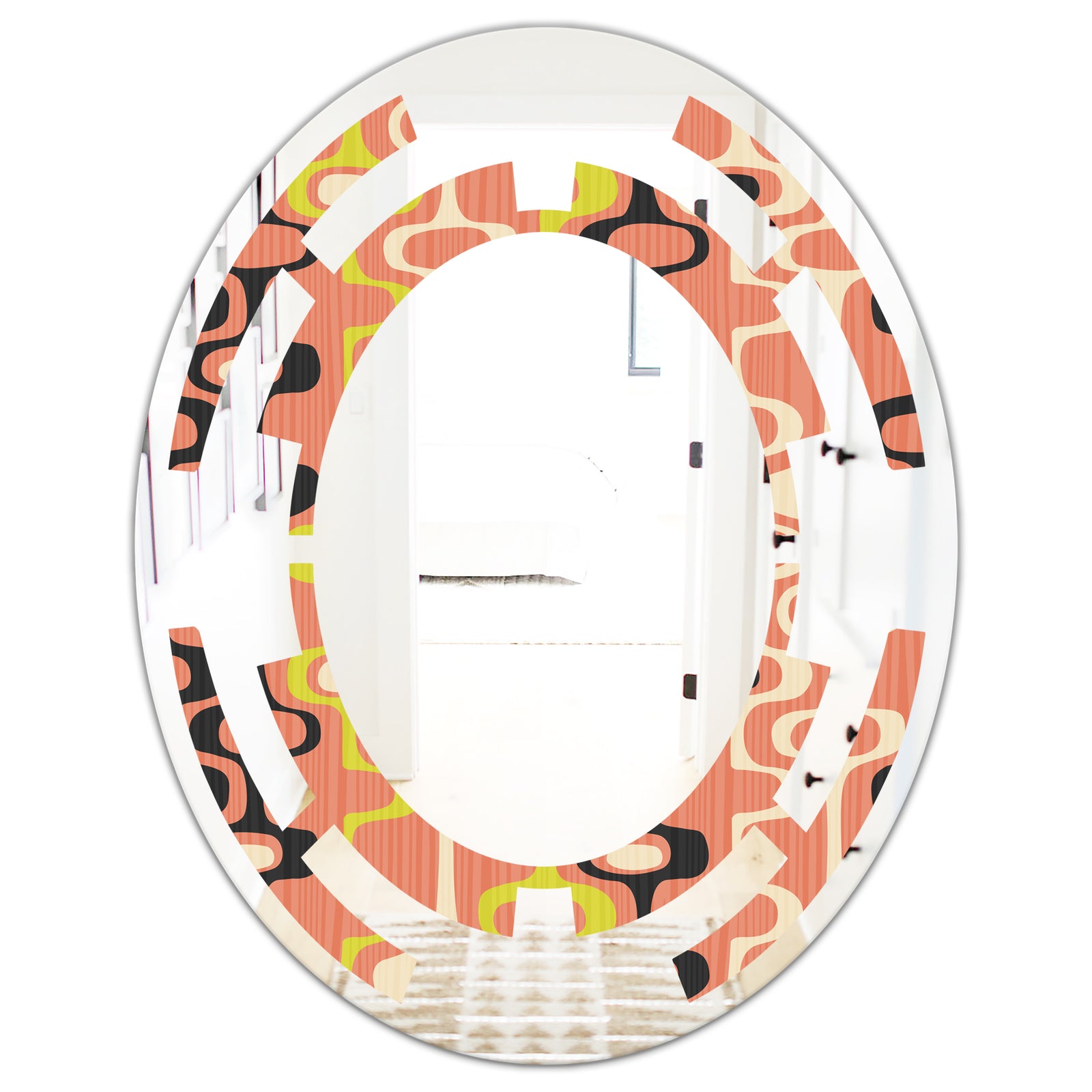 Retro Abstract Design XIII - Modern Round or Oval Wall Mirror - Space