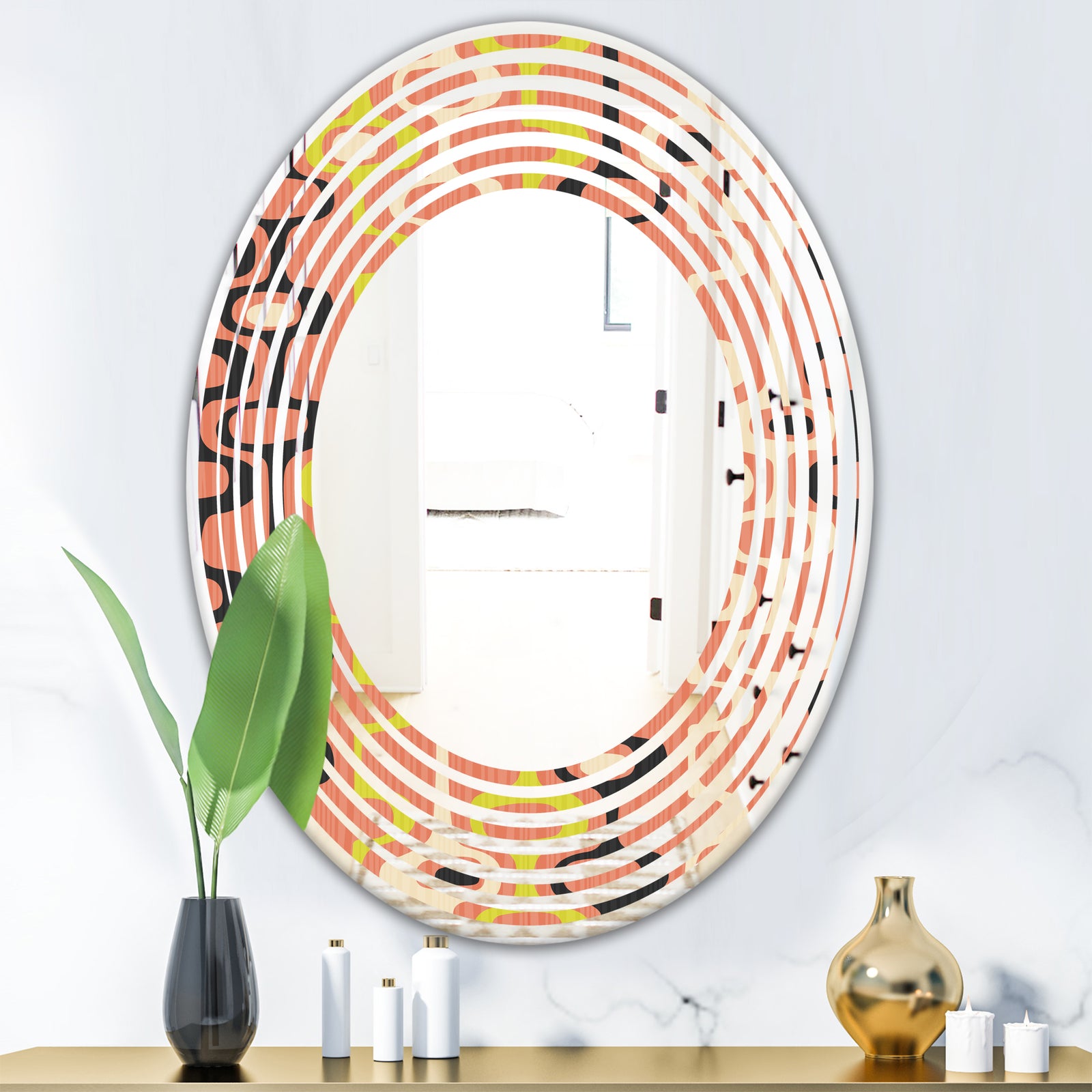 Retro Abstract Design XIII - Modern Round or Oval Wall Mirror - Wave