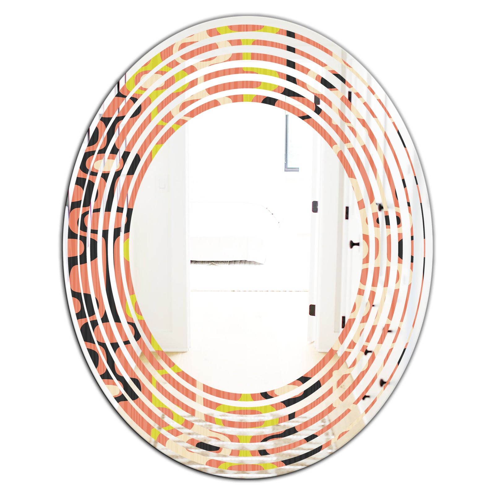 Retro Abstract Design XIII - Modern Round or Oval Wall Mirror - Wave