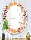 Retro Abstract Design XIII - Modern Round or Oval Wall Mirror - Leaves