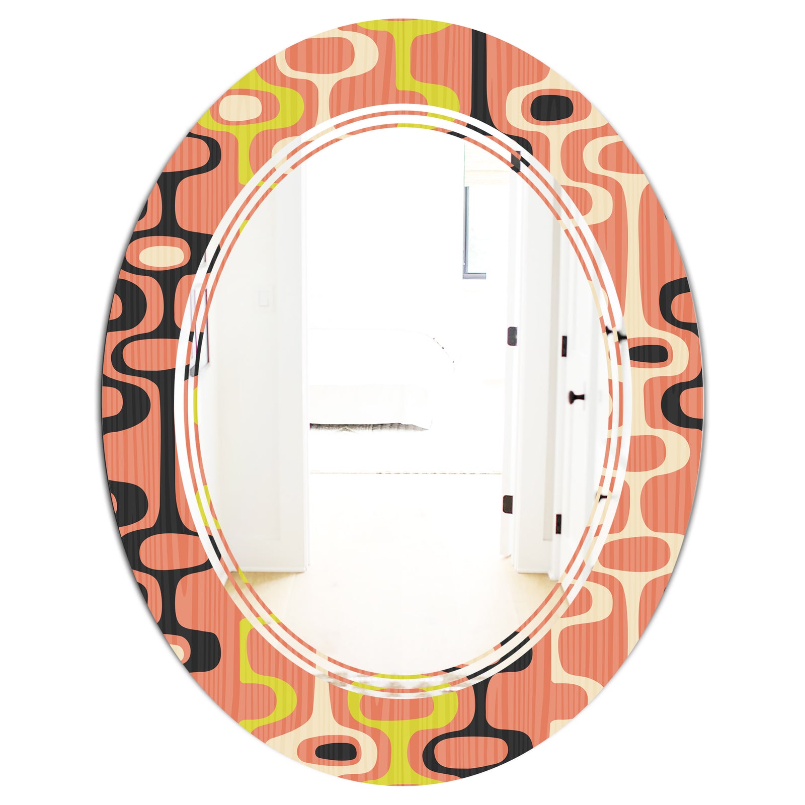 Retro Abstract Design XIII - Modern Round or Oval Wall Mirror - Triple C