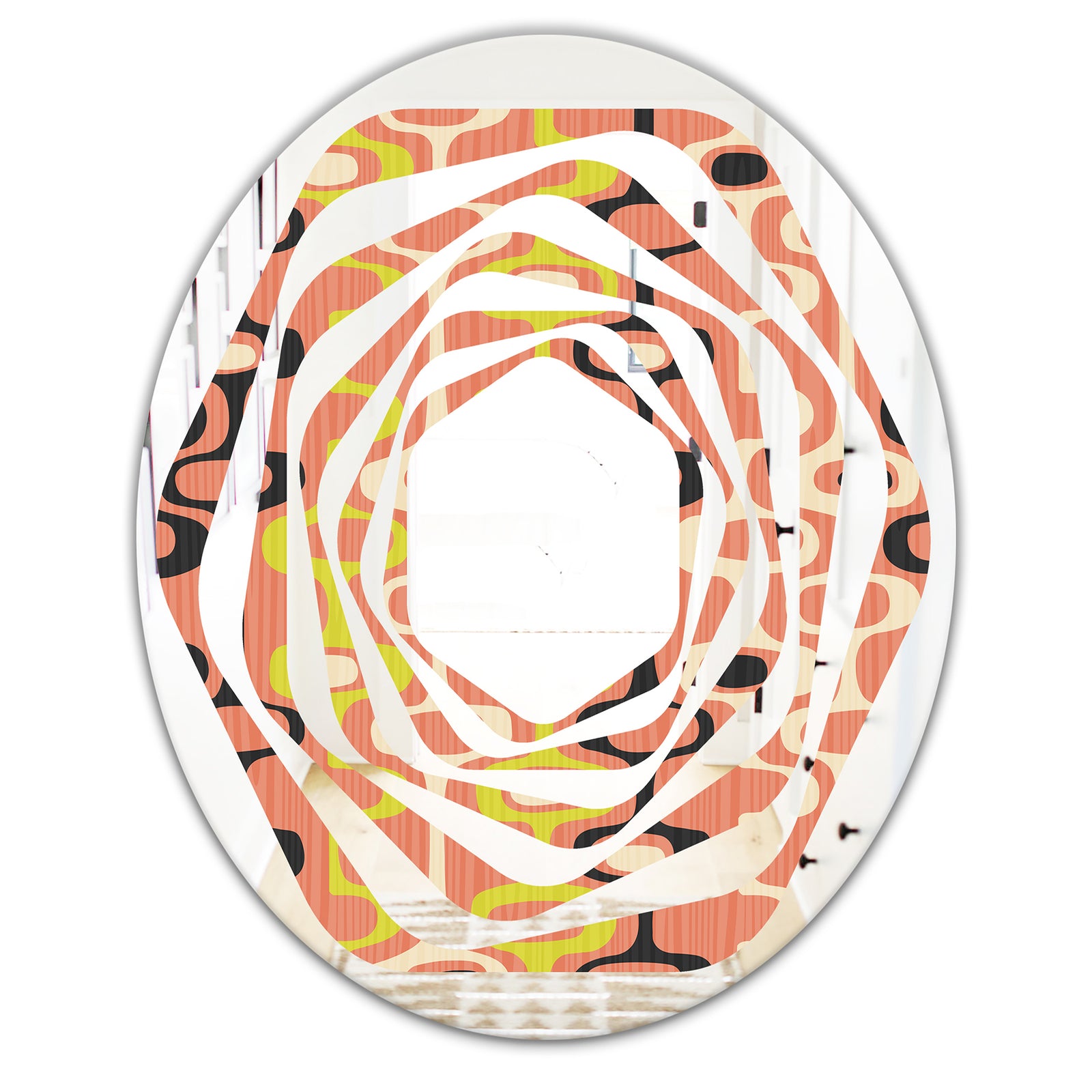 Retro Abstract Design XIII - Modern Round or Oval Wall Mirror - Whirl