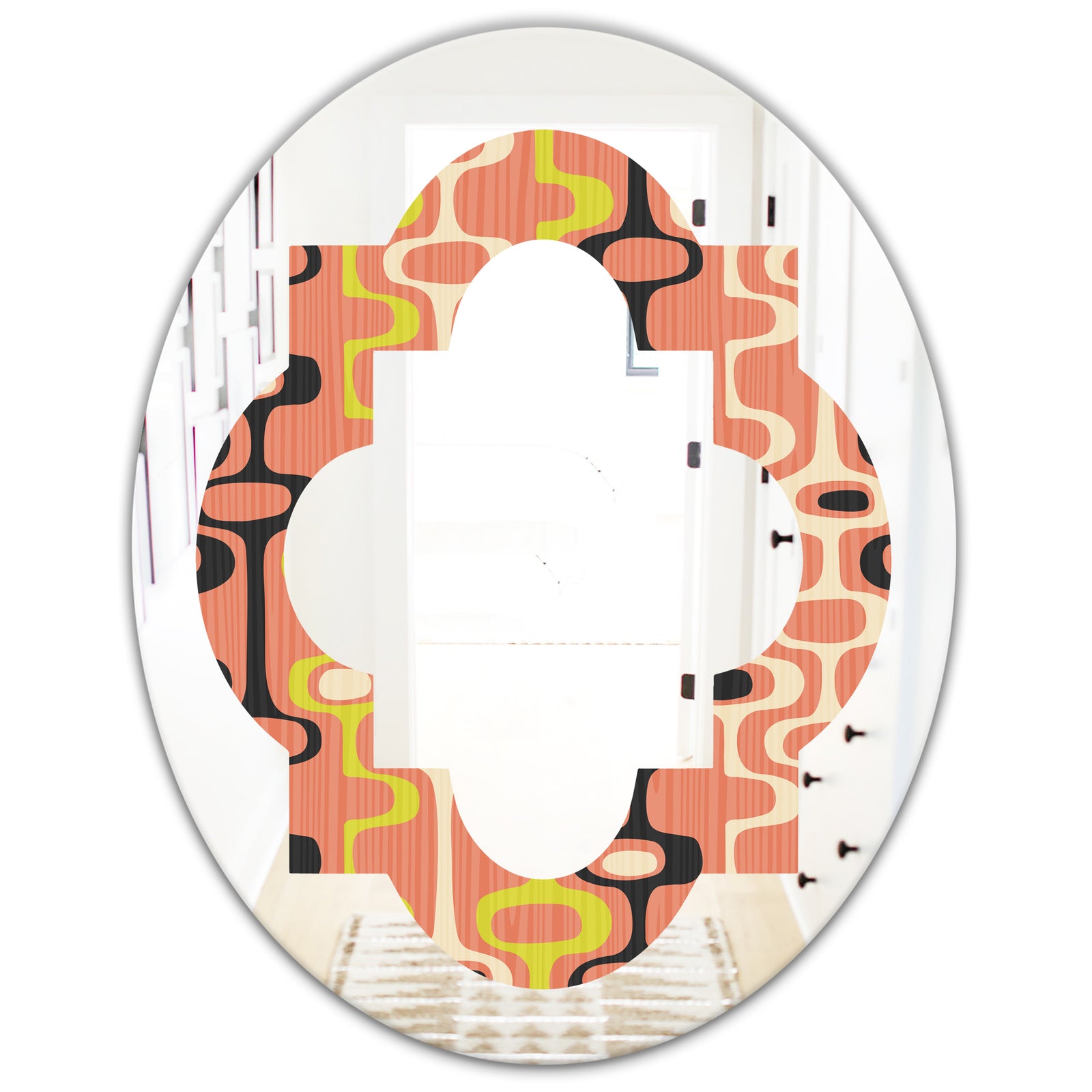 Retro Abstract Design XIII - Modern Round or Oval Wall Mirror - Quatrefoil