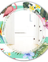 Tropical Botanicals, Flowers and Flamingo - Modern Round or Oval Wall Mirror - Triple C