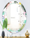 Tropical Botanicals, Flowers and Flamingo - Modern Round or Oval Wall Mirror - Triple C