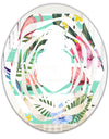 Tropical Botanicals, Flowers and Flamingo - Modern Round or Oval Wall Mirror - Whirl
