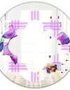 Floral Botanical Retro VII - Modern Round or Oval Wall Mirror - Quatrefoil