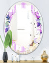 Floral Botanical Retro VII - Modern Round or Oval Wall Mirror - Leaves