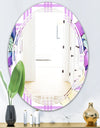 Floral Botanical Retro VII - Modern Round or Oval Wall Mirror - Triple C