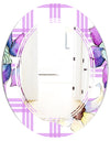 Floral Botanical Retro VII - Modern Round or Oval Wall Mirror - Triple C