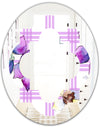 Floral Botanical Retro VII - Modern Round or Oval Wall Mirror - Quatrefoil