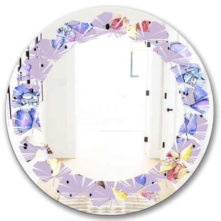 Floral Botanical Retro V - Modern Round or Oval Wall Mirror - Leaves