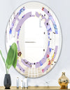 Floral Botanical Retro V - Modern Round or Oval Wall Mirror - Space
