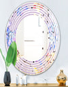 Floral Botanical Retro V - Modern Round or Oval Wall Mirror - Wave