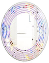 Floral Botanical Retro V - Modern Round or Oval Wall Mirror - Wave