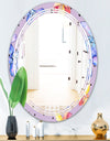 Floral Botanical Retro V - Modern Round or Oval Wall Mirror - Triple C