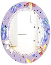 Floral Botanical Retro V - Modern Round or Oval Wall Mirror - Triple C