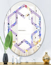 Floral Botanical Retro V - Modern Round or Oval Wall Mirror - Hexagon Star