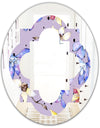 Floral Botanical Retro V - Modern Round or Oval Wall Mirror - Quatrefoil